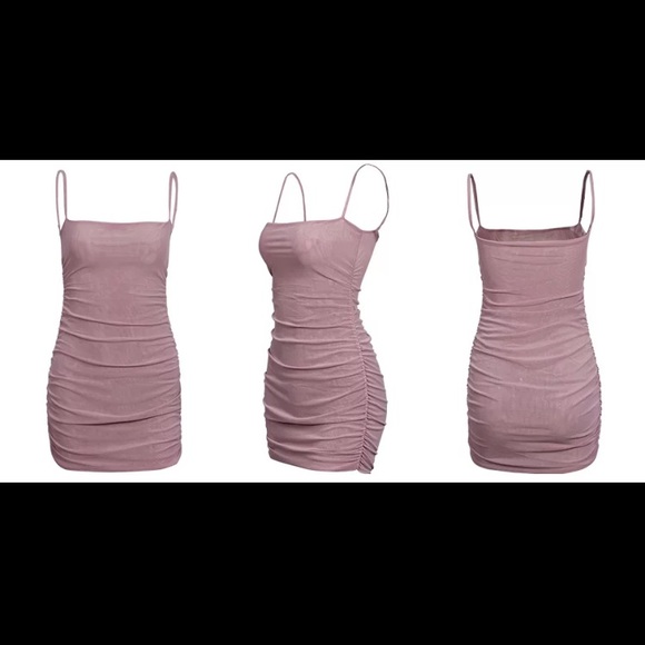 (Last 1) Double layer mesh bodycon dress in rose - Picture 3 of 6